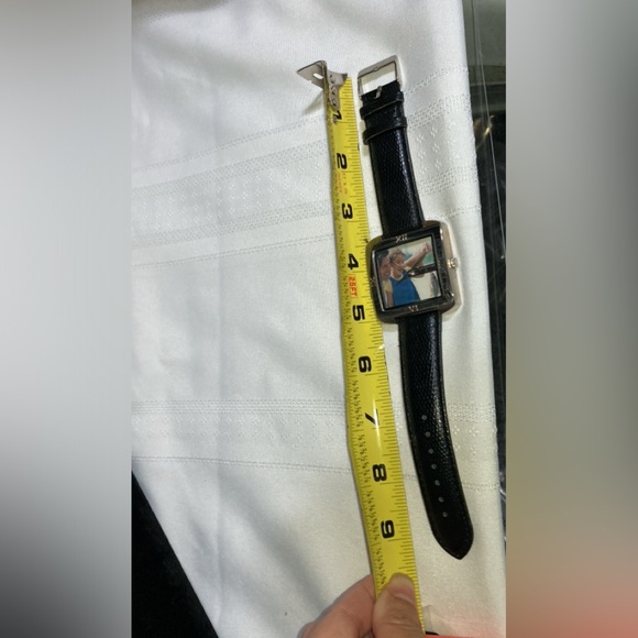 CUSTOMIZABLE PHOTO WATCH, ADD YOUR OWN PHOTO BLACK TEXTURED BAND NWOT NEVER WORN - Picture 10 of 11